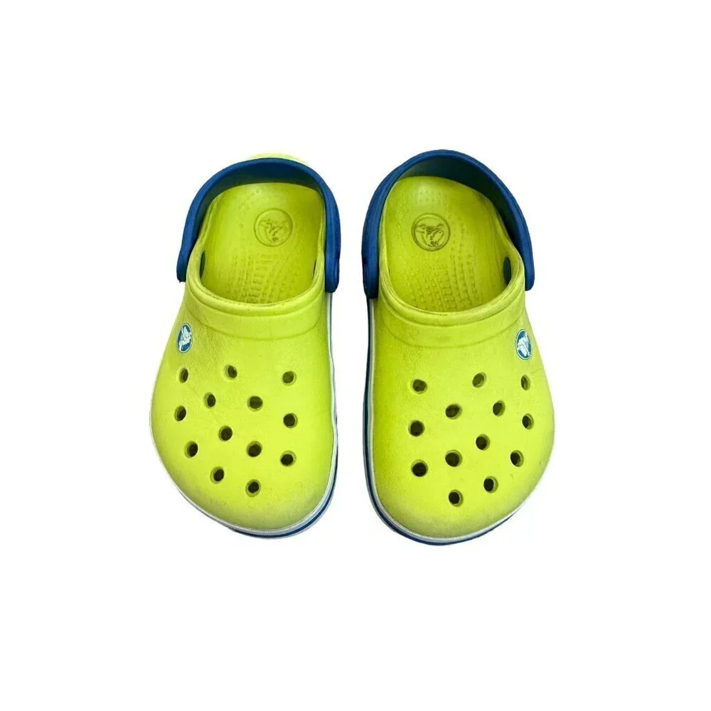 Crocs, Bright Green And Blue Sandals